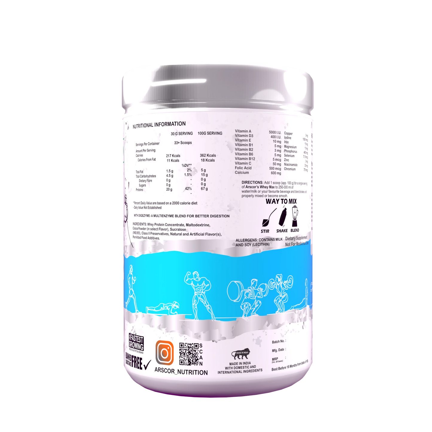 Whey Max (1kg) Plus Free MV Plus (60caps) – Premium Whey Protein for Lean Muscle | Advanced Performance Multivitamin for Men & Women