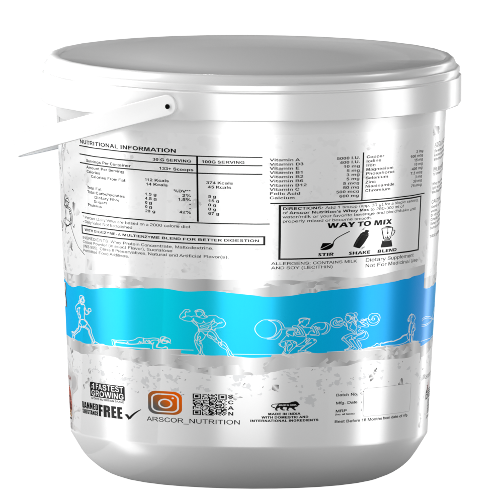 Whey Max (4kg) Plus Free Stryker (300g) – Premium Whey Protein for Lean Muscle | High‑Stim Pre Workout Powder