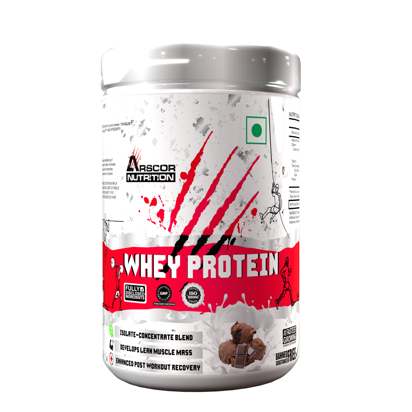 Arscor's Whey Protein | 24g Blend of Whey Isolate & Concentrate | Fast Absorbing for Lean Muscle Growth & Recovery