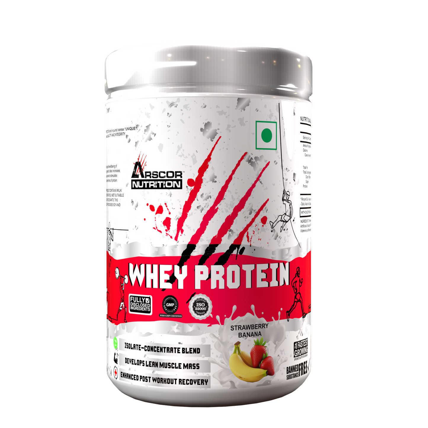 Arscor's Whey Protein | 24g Blend of Whey Isolate & Concentrate | Fast Absorbing for Lean Muscle Growth & Recovery