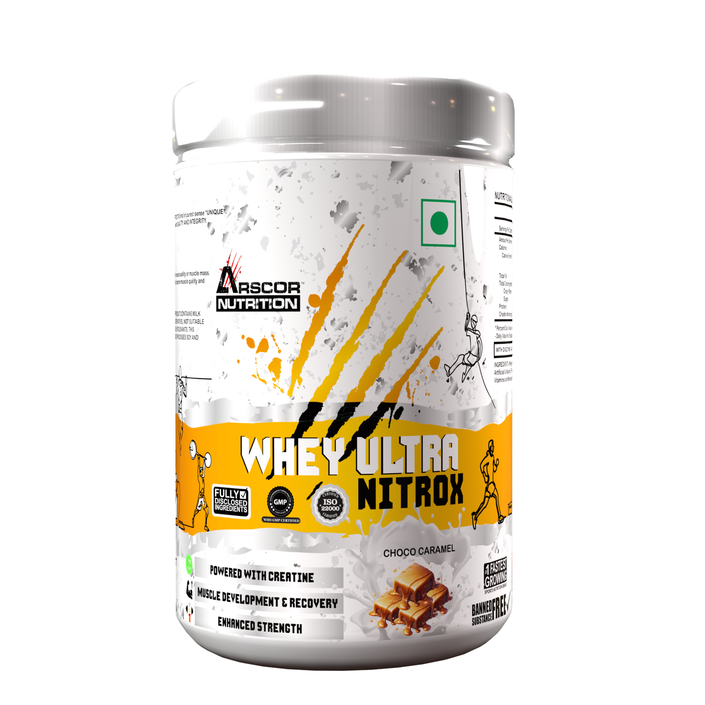 Whey Ultra Nitrox by Arscor Nutrition | 24g Whey Protein + 2g Creatine Monohydrate | Lean Muscle, Strength & Recovery