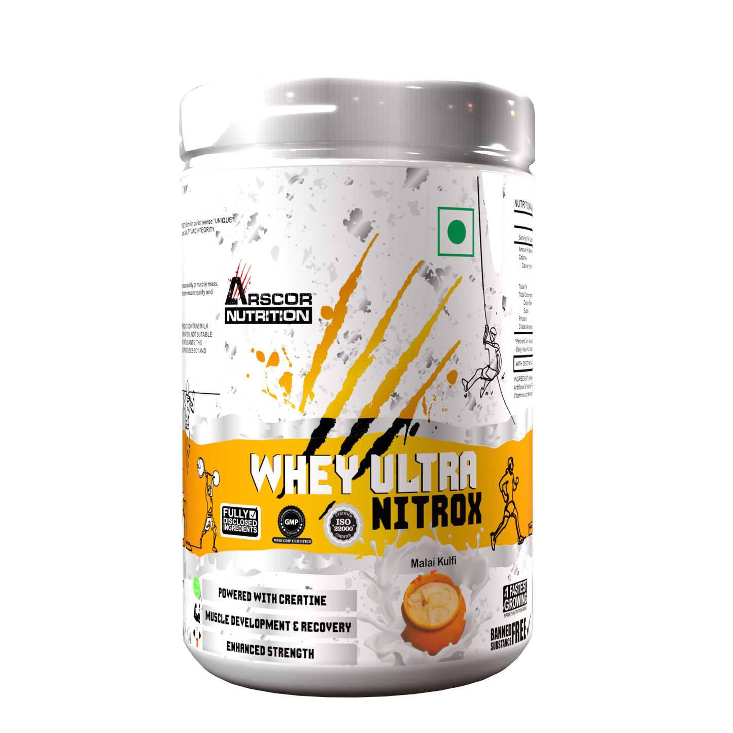 Whey Ultra Nitrox by Arscor Nutrition | 24g Whey Protein + 2g Creatine Monohydrate | Lean Muscle, Strength & Recovery