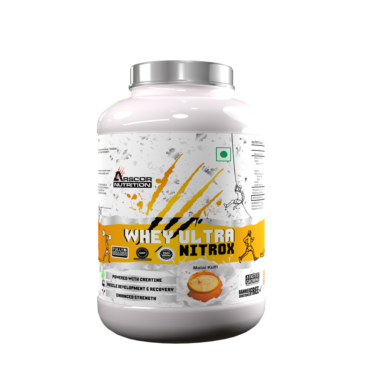 Whey Ultra Nitrox by Arscor Nutrition | 24g Whey Protein + 2g Creatine Monohydrate | Lean Muscle, Strength & Recovery