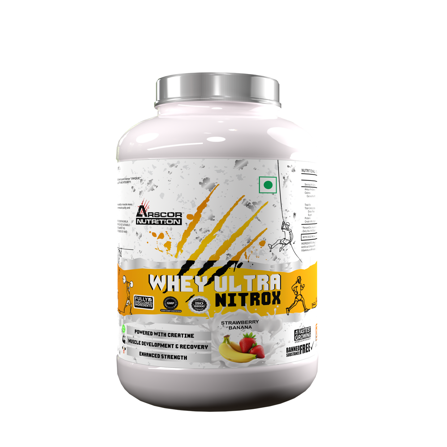 Whey Ultra Nitrox by Arscor Nutrition | 24g Whey Protein + 2g Creatine Monohydrate | Lean Muscle, Strength & Recovery