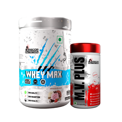Whey Max (1kg) Plus Free MV Plus (60caps) – Premium Whey Protein for Lean Muscle | Advanced Performance Multivitamin for Men & Women