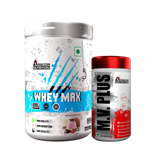 Whey Max (1kg) Plus Free MV Plus (60caps) – Premium Whey Protein for Lean Muscle | Advanced Performance Multivitamin for Men & Women
