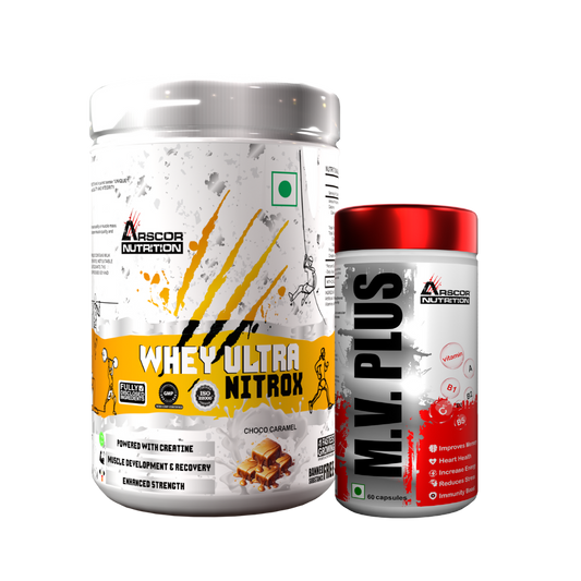 Whey Ultra Nitrox (1kg) Plus Free MV Plus (60caps) – Advanced Whey Protein for Muscle Growth | Advanced Performance Multivitamin for Men & Women