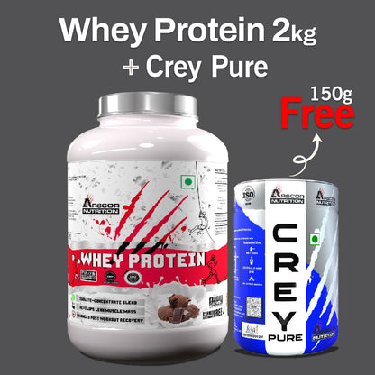 Whey Protein (2kg) Plus FREE Creypure (150g) - Premium Fast - Absorbing Protein for Muscle Growth | 100% Pure Creatine Monohydrate Powder - Arscor Nutrition - 