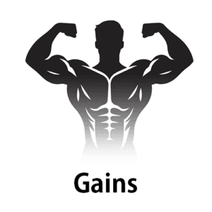 Muscular figure showcasing muscle growth and gains