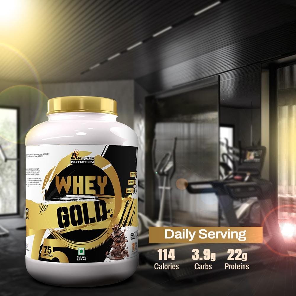 Arscor Whey Gold protein powder ideal for gym workouts and post-exercise nutrition